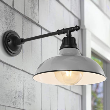 Wallace 12.25" Farmhouse Industrial Indoor/Outdoor Iron LED Victorian Arm Outdoor Sconce